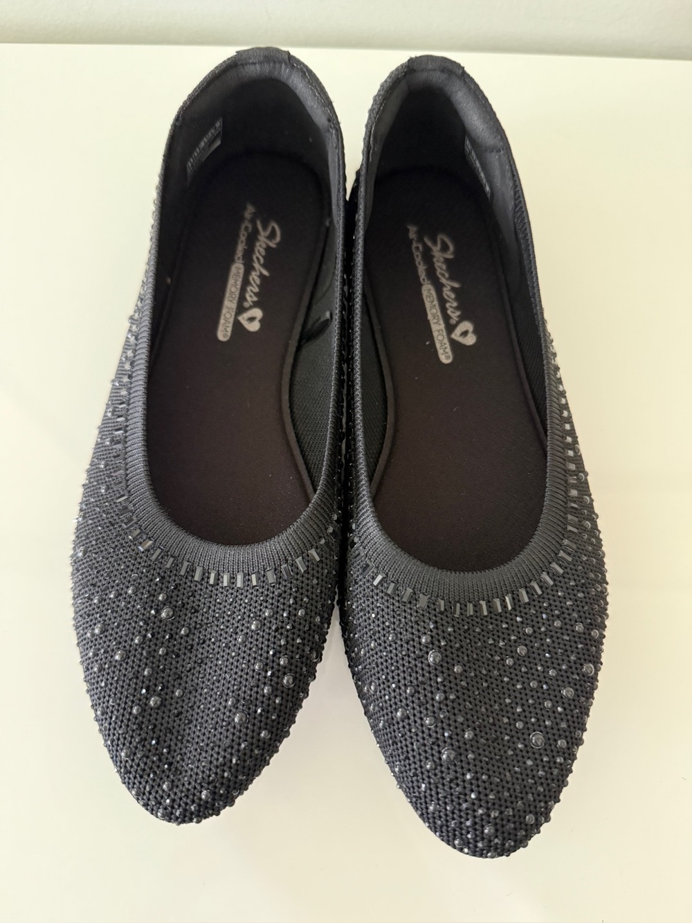 Skechers Air-Cooled Memory Foam
Ballet Slip-On Flats Shoes,Black, 8.5